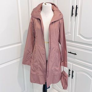 NWT Cole Haan Packable Hooded‎ Rain Coat Mauve XS